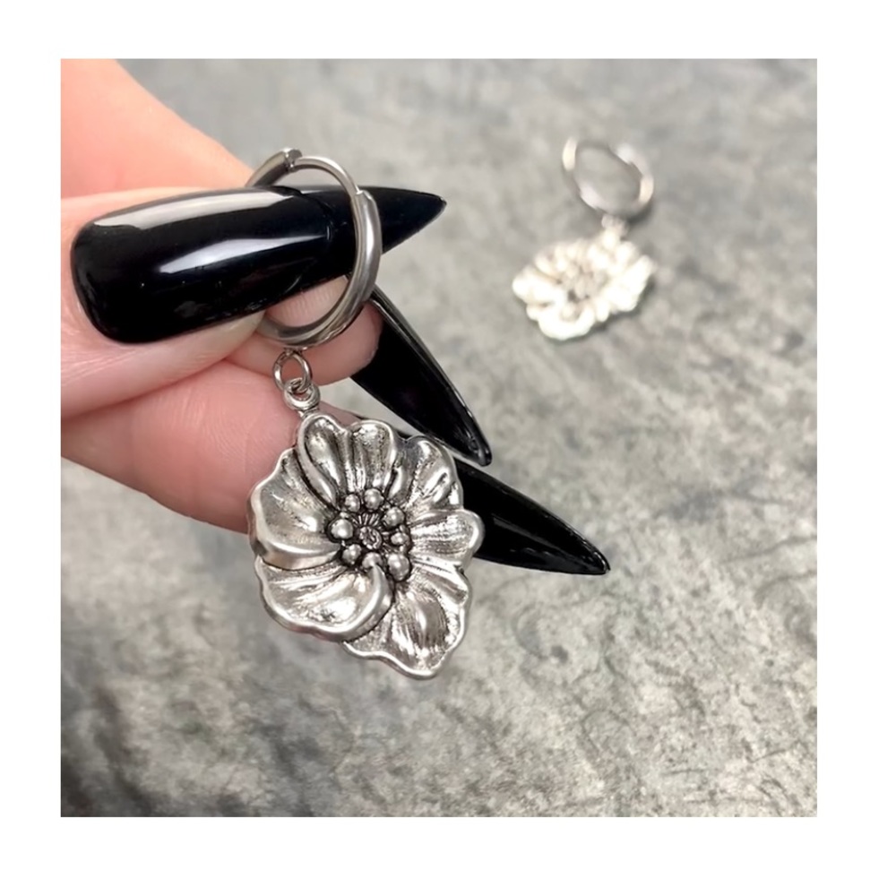 PETRA. Winter Wild Rose Hoop Earrings